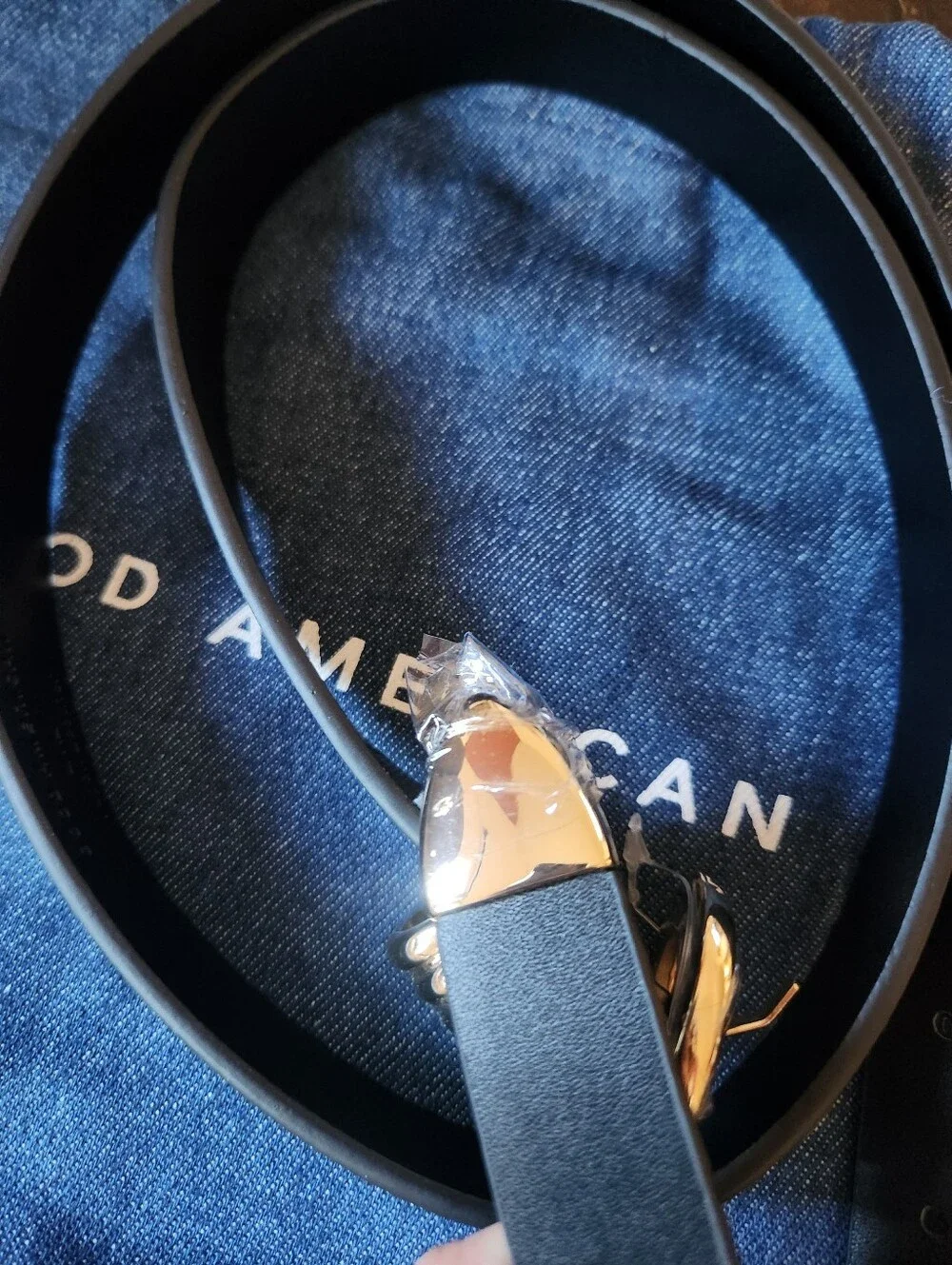 Good American Vegan Leather Skinny Belt Black L/XL NWOT